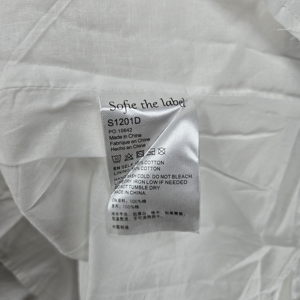 Sofie the Label Shimmer White Bow Dress Puff Sleeve Size Small In Ivory NWT - Picture 6 of 9